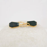 Coffin Earrings, Bloodstone 9x15mm Coffin Bezel Set Gemstone Earrings, 18K Gold Plated Silver Dangle Earrings, Gift For Girlfriend